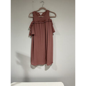 Womans Lauren Conrad Small Mouve Cold Shoulder Ruffle Dress Nwt